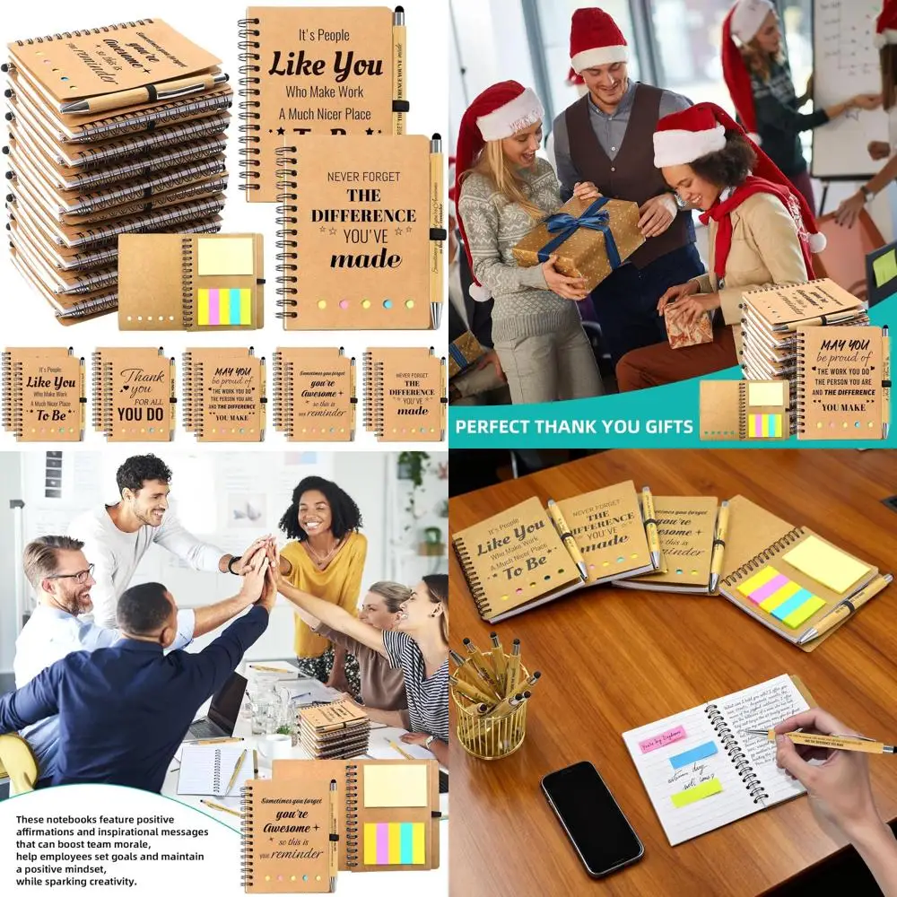 

50 пар вдохновляющих блокнотов и мотивационных ручек: подарки на благодарность персонала для учителей, медсестер и офисных команд