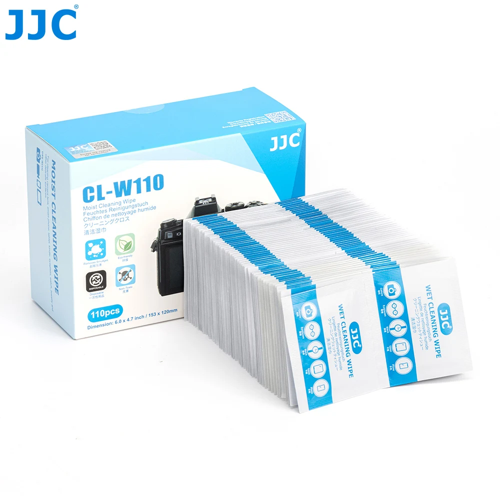 JJC 110 szt. Chusteczki do czyszczenia obiektywu nawilżane pojedynczo chusteczki wstępnie nawilżone czyszczenie obiektywu do okularów obiektyw aparatu ekran telefonu
