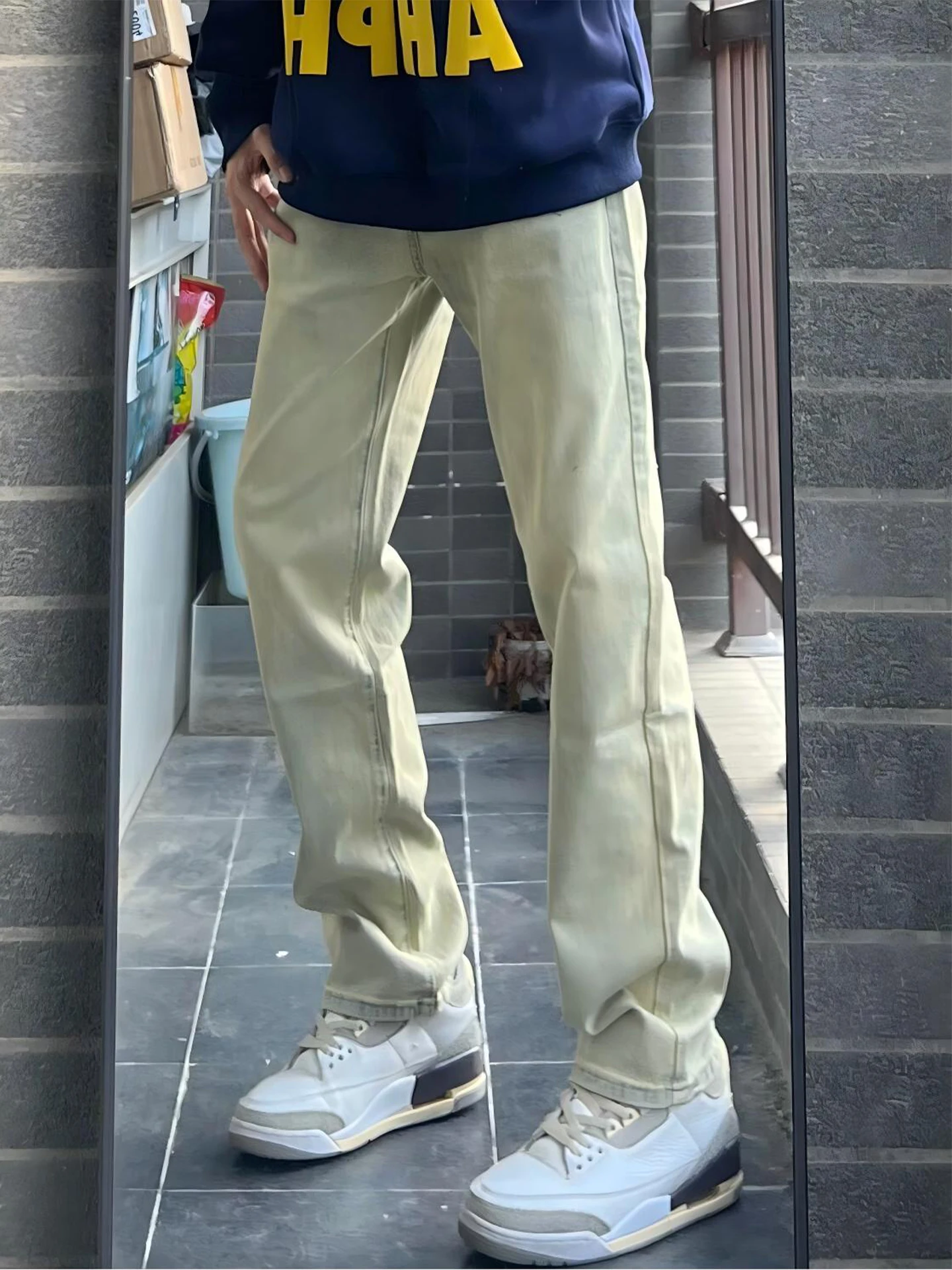 

Мужские прямые джинсы с высокой талией на подкладке Cleanfit, джинсовые осенне-зимние теплые брюки с ножом, уличные брюки