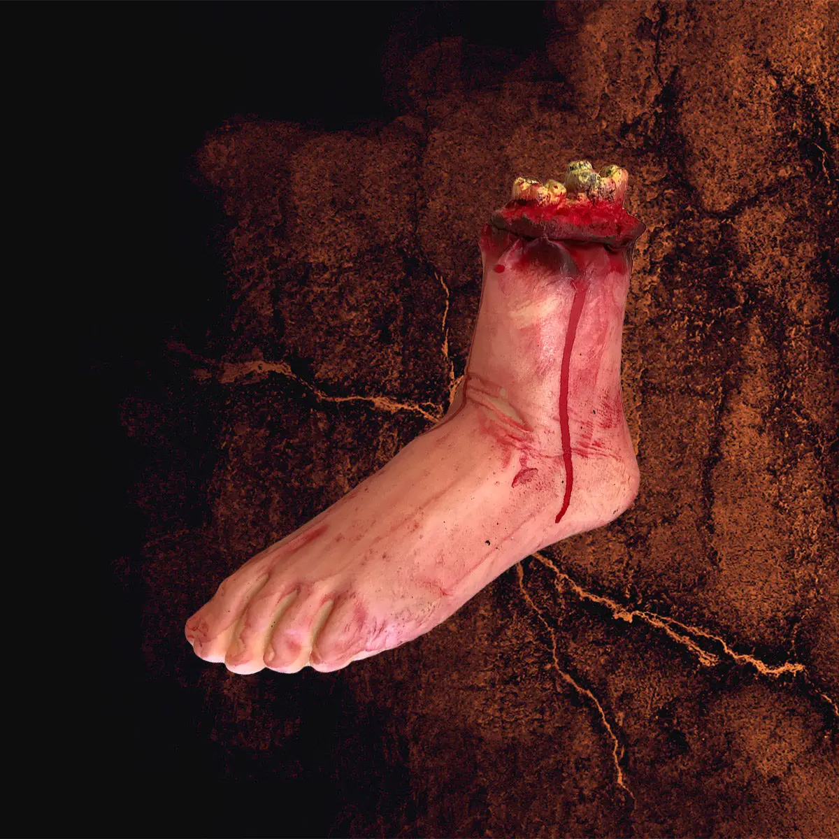 

Bloody Severed Foot Halloween Gag Realistic Rubber Horror Decoration for Party Prom Scare Prank Hyper-Realistic Limb