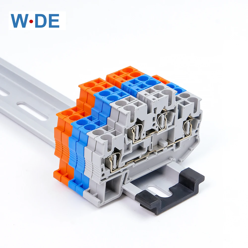 Din Rail Terminal Block STTB-2.5 Electrical Wiring Connectors Double Layer Spring Connection Connector Wire Conductors 10pcs