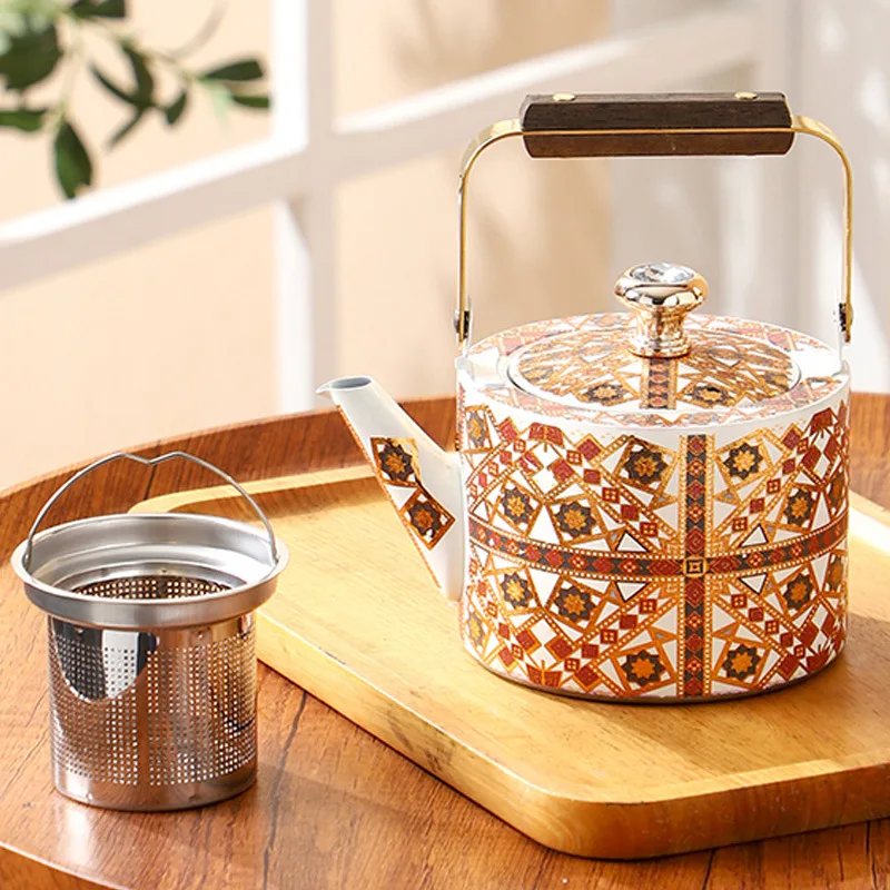 

Stainless Steel Tea Kettle Light Luxury High-grade Large-capacity Afternoon Tea Teapot Middle East Xinjiang Ethnic Style
