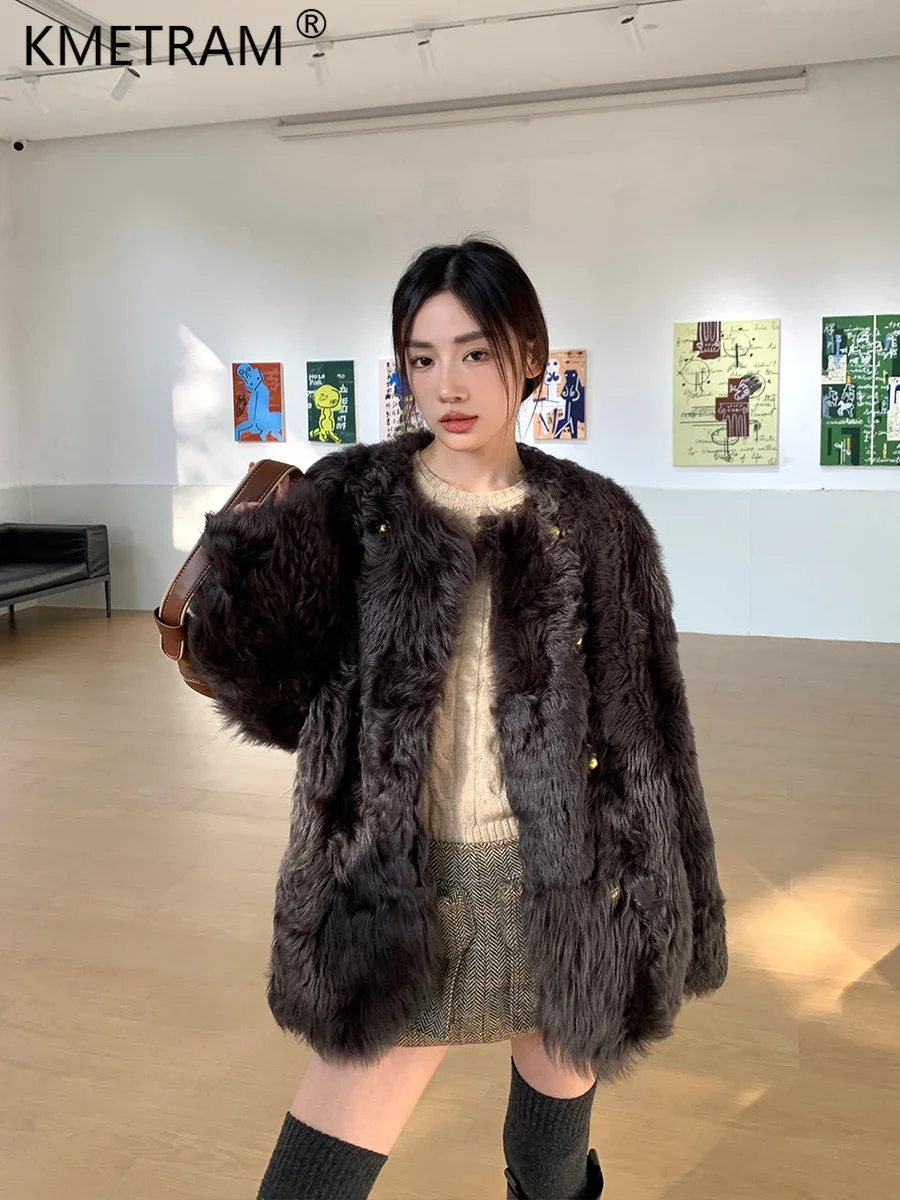 Natural Tuscany Wool Fur Jackets for Women 2024 Autumn Winter Real Fur Coat Womens Clothing Korean Fashion Fur Coats Abrigos