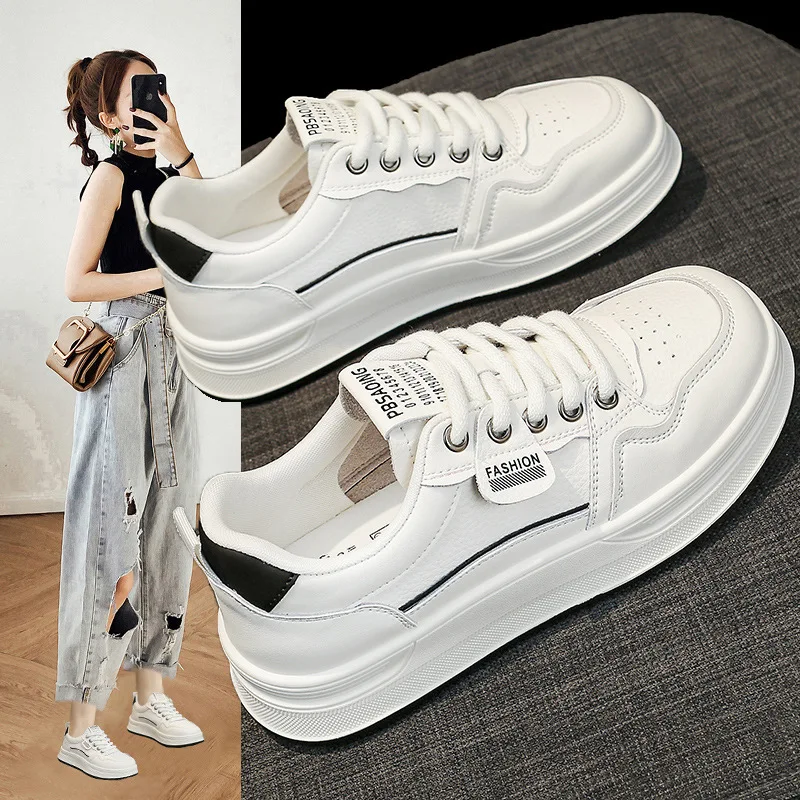 

Platform White Shoes Women 2025 Spring New Hot-Selling Sneakers Versatile Fashionable Slimming Super Popular Casual Sports Shoes