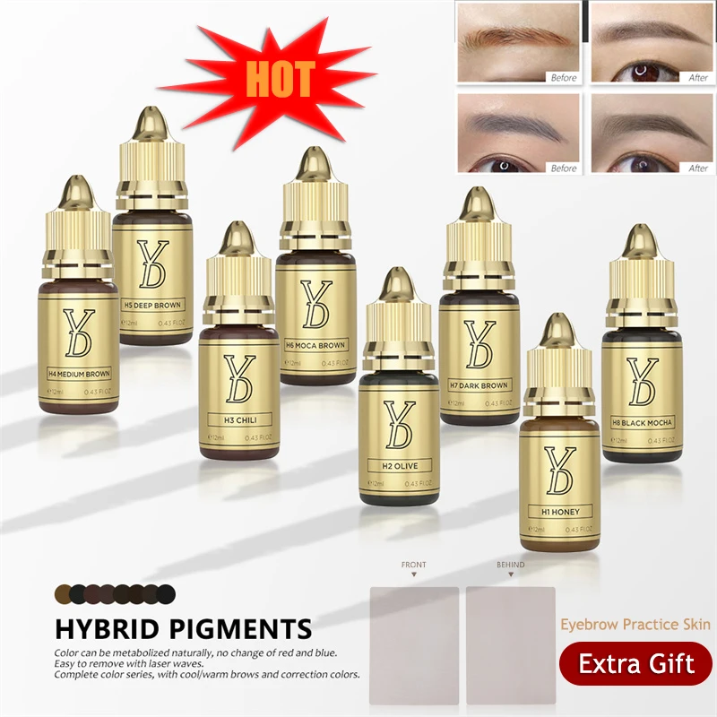 

YD HYBRID Pigments Tattoo Ink Permanent Makeup Eyebrow Eyeliner Tattoos Ink Microblading PMU Pigmentation Body Beauty Arts 12ML