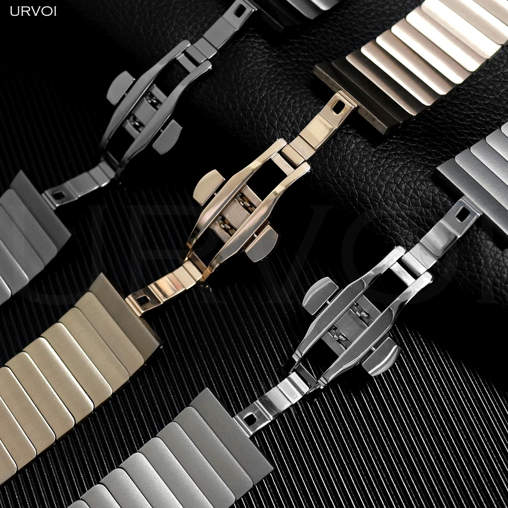 URVOI Band for Apple Watch Ultra 2 Series 10 9 8 wide Link bracelet stainless steel strap butterfly clasp wristband for iWatch