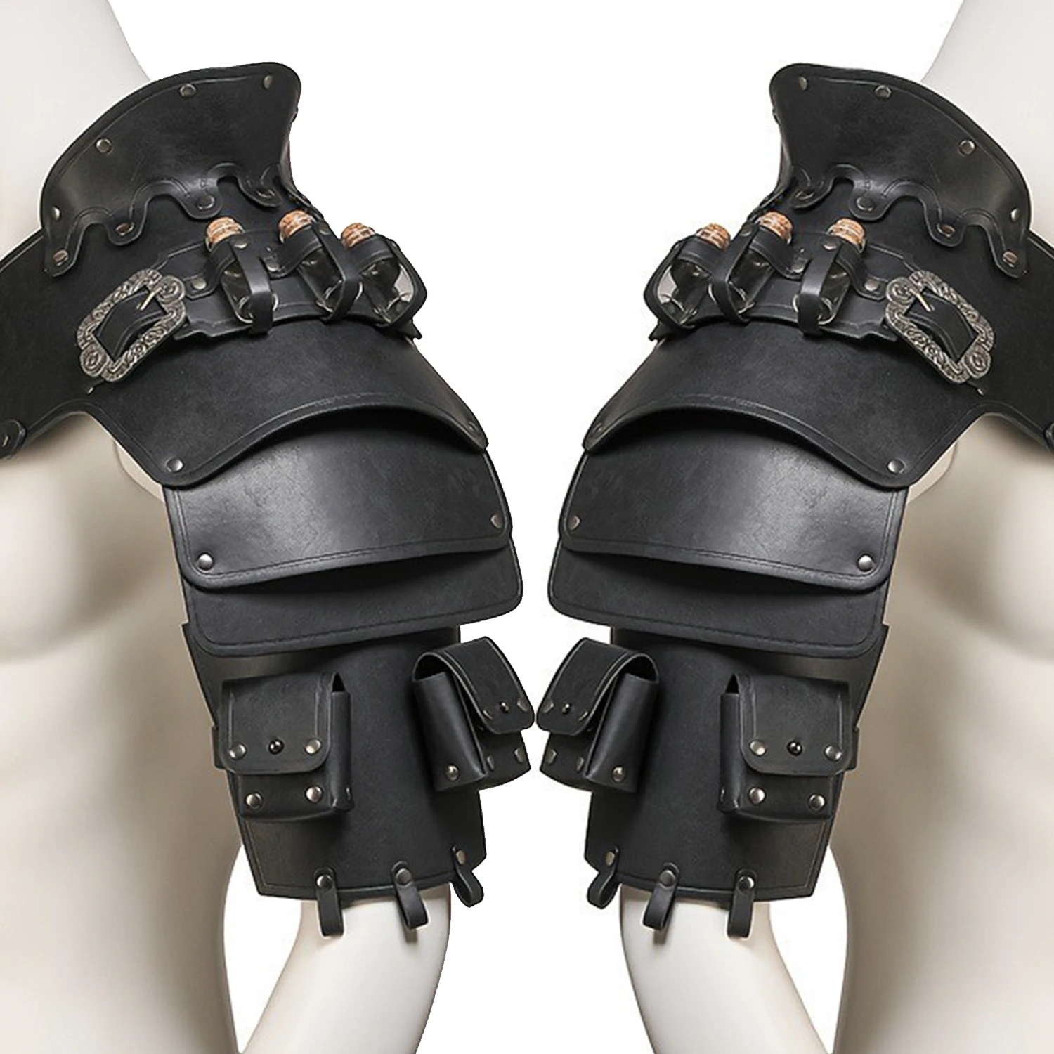 

Medieval Viking Warrior Knight Shoulder Armor GladiatorPirate Pauldrons Steampunk Vintage PU Leather SpauldersCosplay Costume