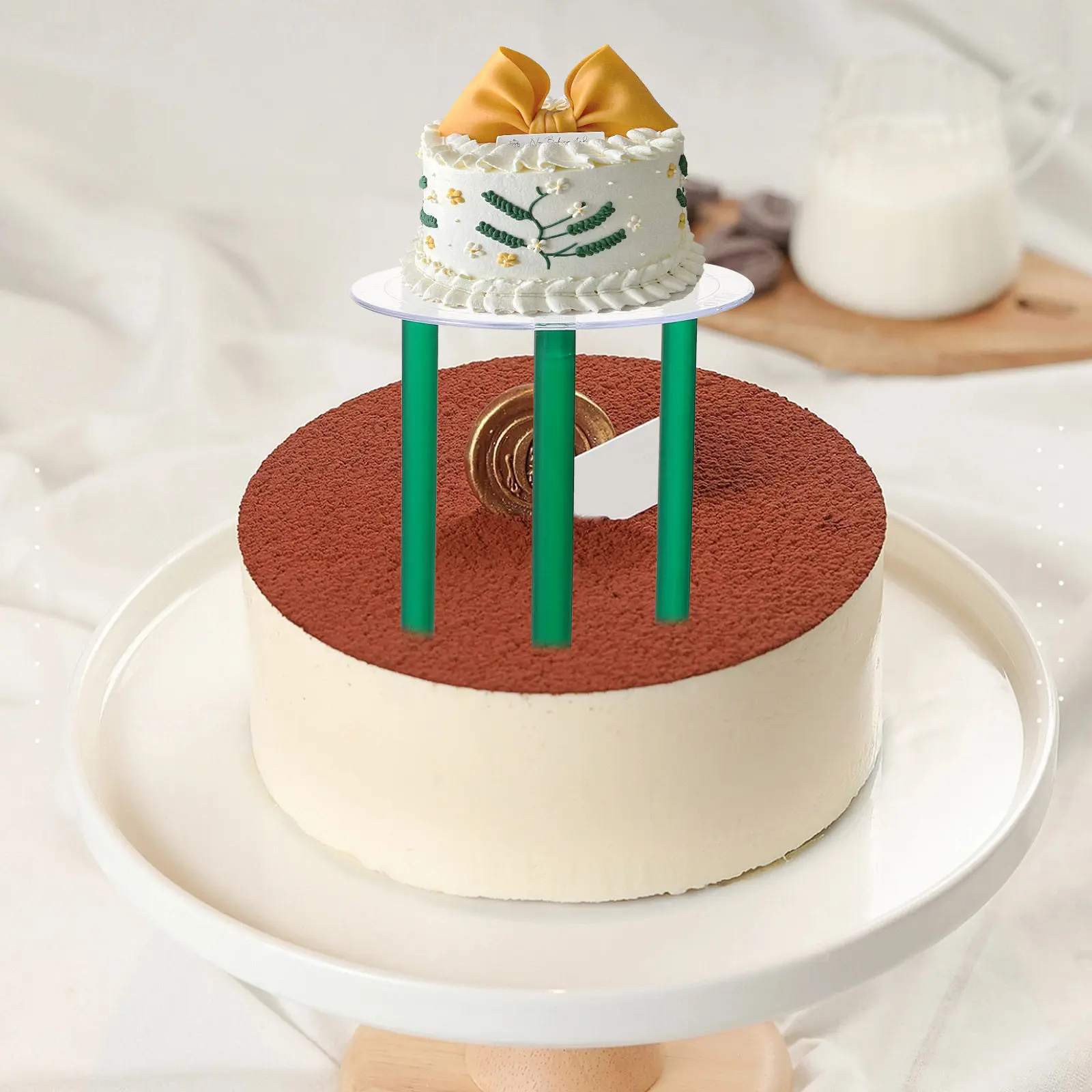 Soporte circular para pasteles de 5 niveles, tableros de plástico reutilizables para pasteles, platos separadores de varias capas, suministros para hornear