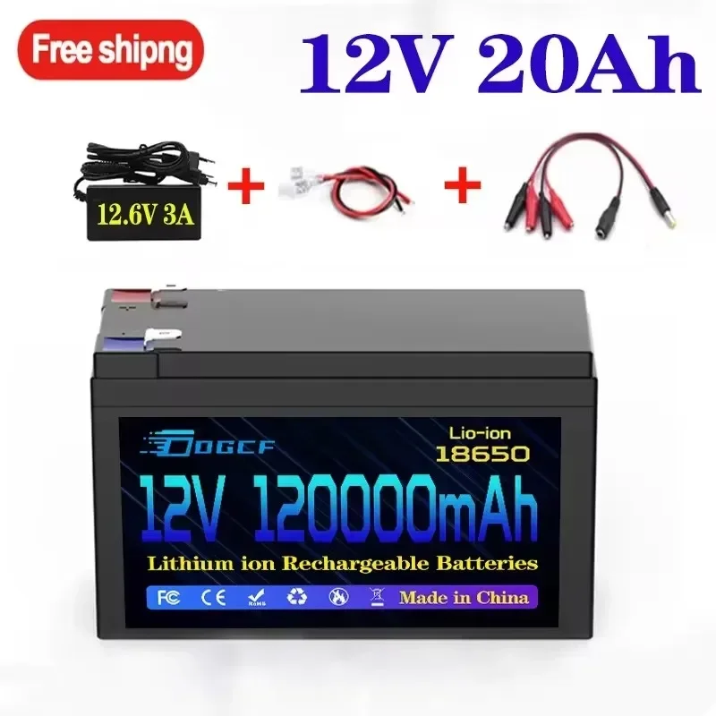 12V Battery 100Ah 18650 lithium battery pack 30A sprayer built-in high current BMS electric vehicle battery 12.6V 3A charger