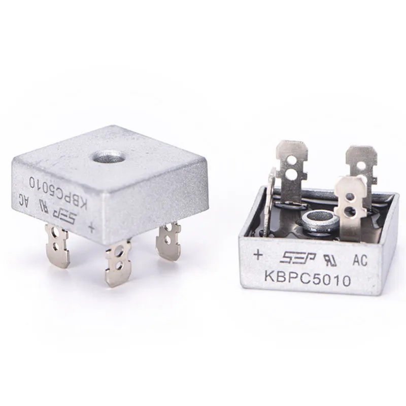 단상 다이오드 브리지 정류기 금속 케이스, 최대 방열, KBPC5010 금속 케이스, 50A, 1000V, 1PC