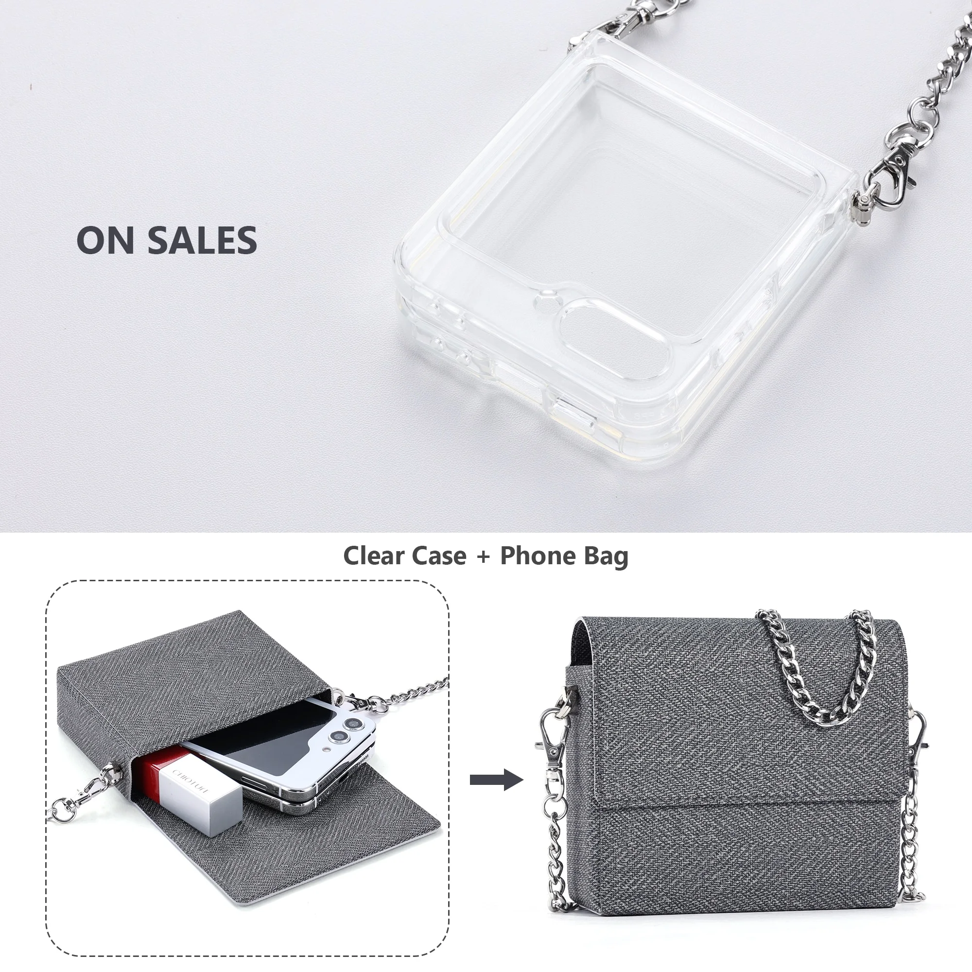 

Crossbody Mobile phone bag for Galaxy Z Flip 6 5 4 Motorola razr+50 Ultra nova Flip Xiaomi Mix Flip Magic V Flip clear case