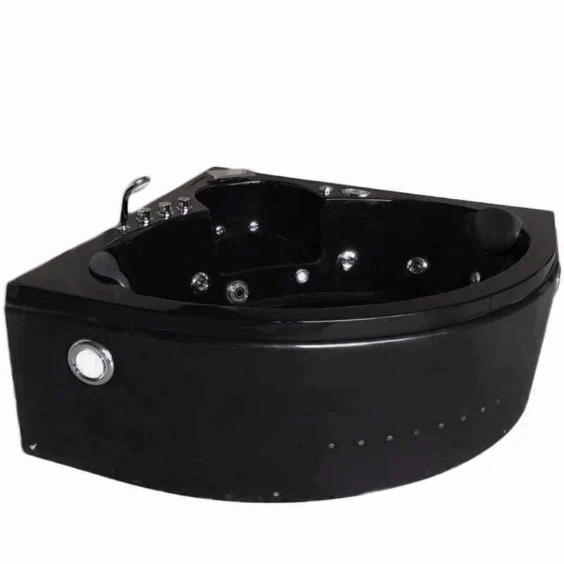 Lover Bath Factory Luxury Black Corner Whirlpool Massage Bathtub with Glass Bubble Ozone Indoor