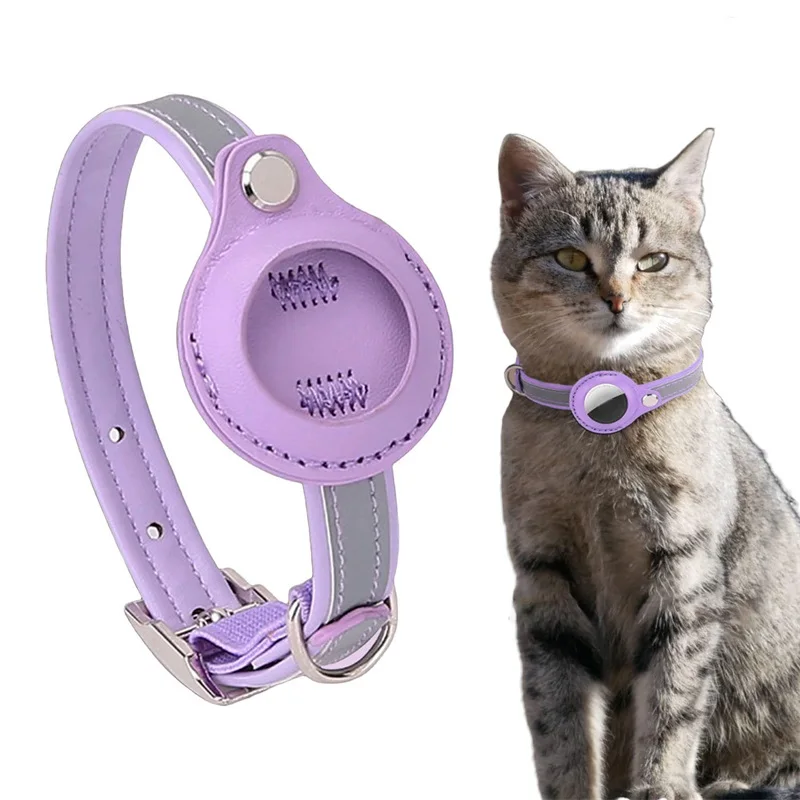 

Cat Airtag Holder Collar Breakaway Reflective Strips Adjustable Kitten Collar Waterproof Cat Bell Collar Pet Air Tag Case