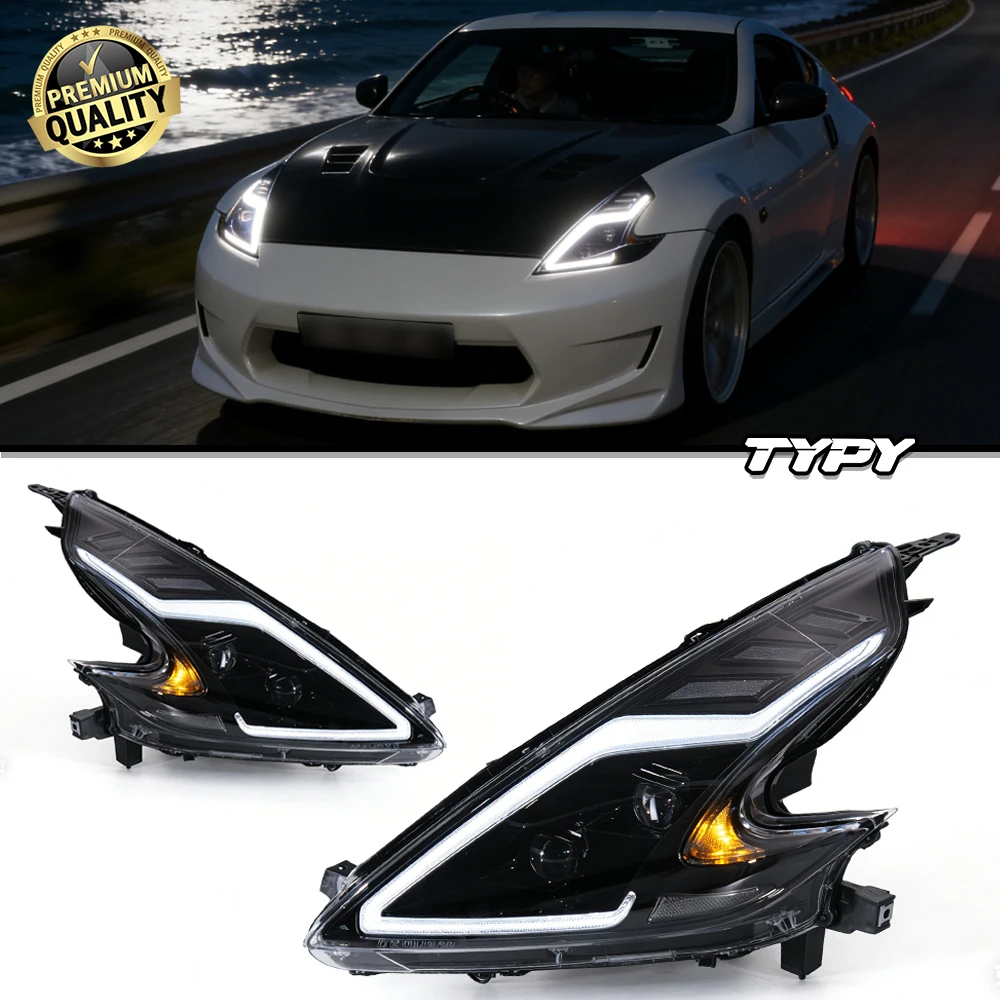 

TYPY Car Lights for Nissan 370Z Headlight Assembly 2008-2020 Featuring Daytime Running Lights and Sequential Turn Signals