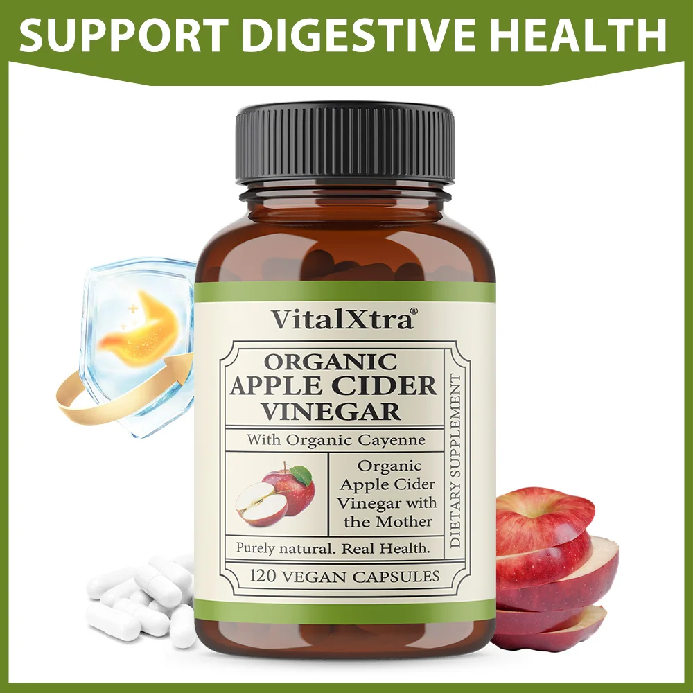 Apple Cider Vinegar Capsules, Detox & Digestive Support, Boost Metabolism, Suppress Appetite, Relieve Bloating & Constipation