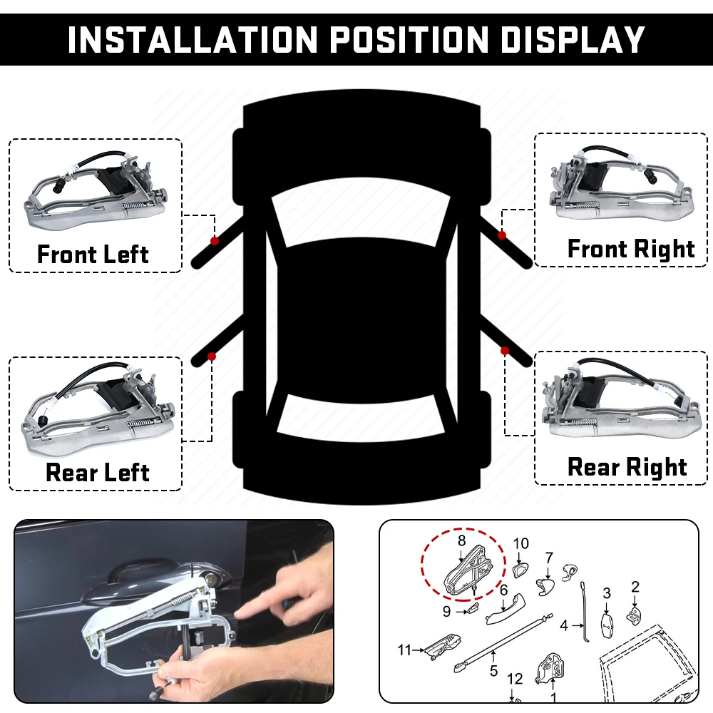 Door Handle Carrier Inner Outside Front Rear Left Right For BMW X5 E53 51218243615 51218243616 51228243635 51228243636