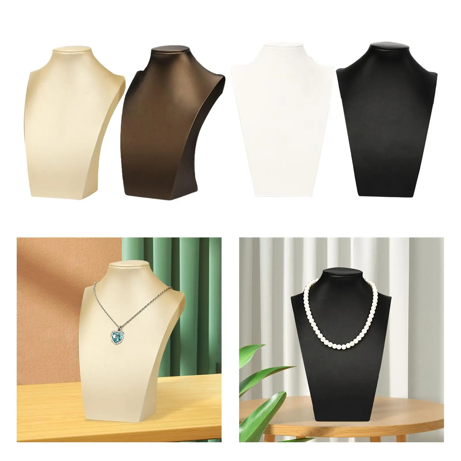 

PU Holder Stand Storage Rack Ornament Elegant Necklace Chain Jewelry Bust for