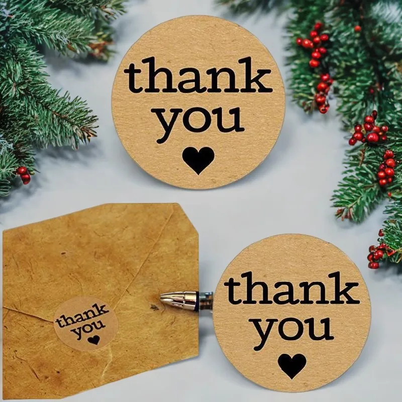 

500pcs Thanksgiving Day Stickers Vintage Kraft Paper Adhesive Sticker Gift Box Snack Bag DIY Thank You Sticker Xmas Decorations