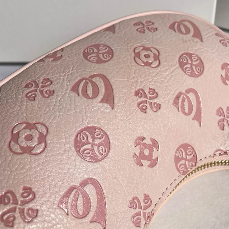 High-end Shoulder Bags for Women Casual Pink Printing Hobo Bags Niche Design Female PU Leather Armpit Bags Ladies Handbags