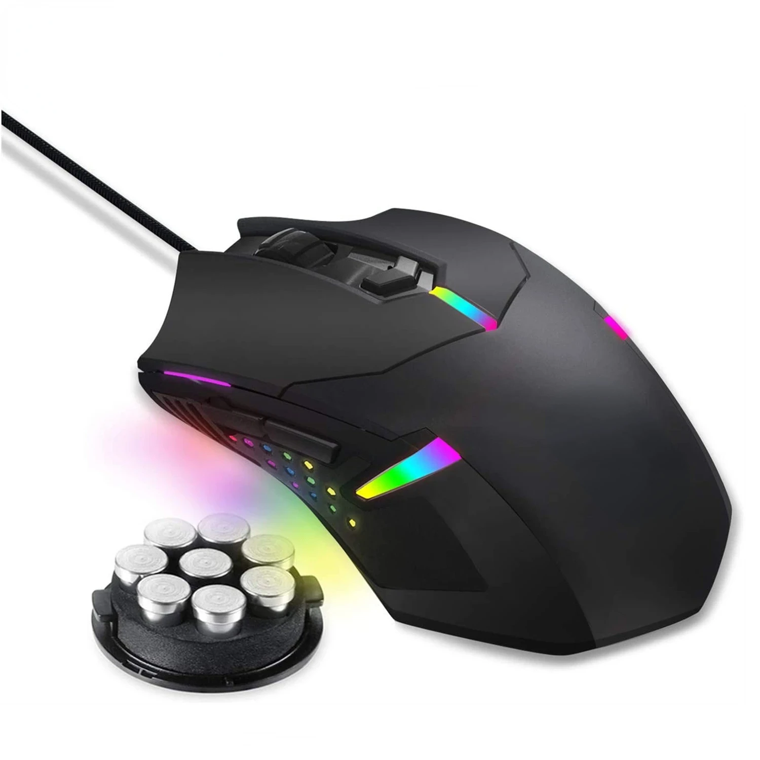 M601 RGB Gaming Mouse Wired 7 Button Macro Recording Weight Tuning 7200 DPI Windows PC