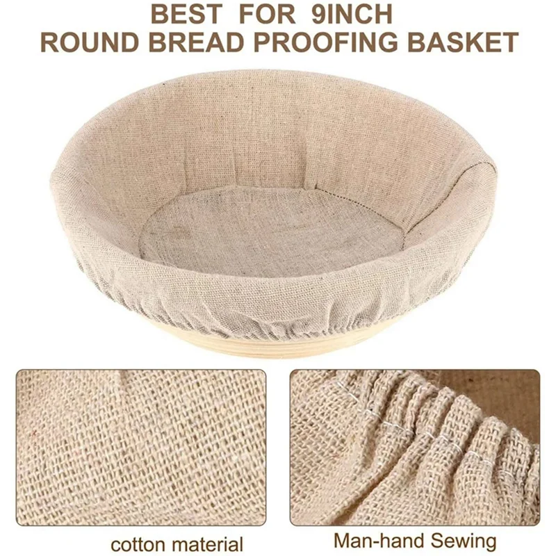 ABUL-25X Round Bread Proofing Basket Cloth Liner Sourdough Banneton Proofing Cloth Natural Rattan Baking Dough Basket Cover