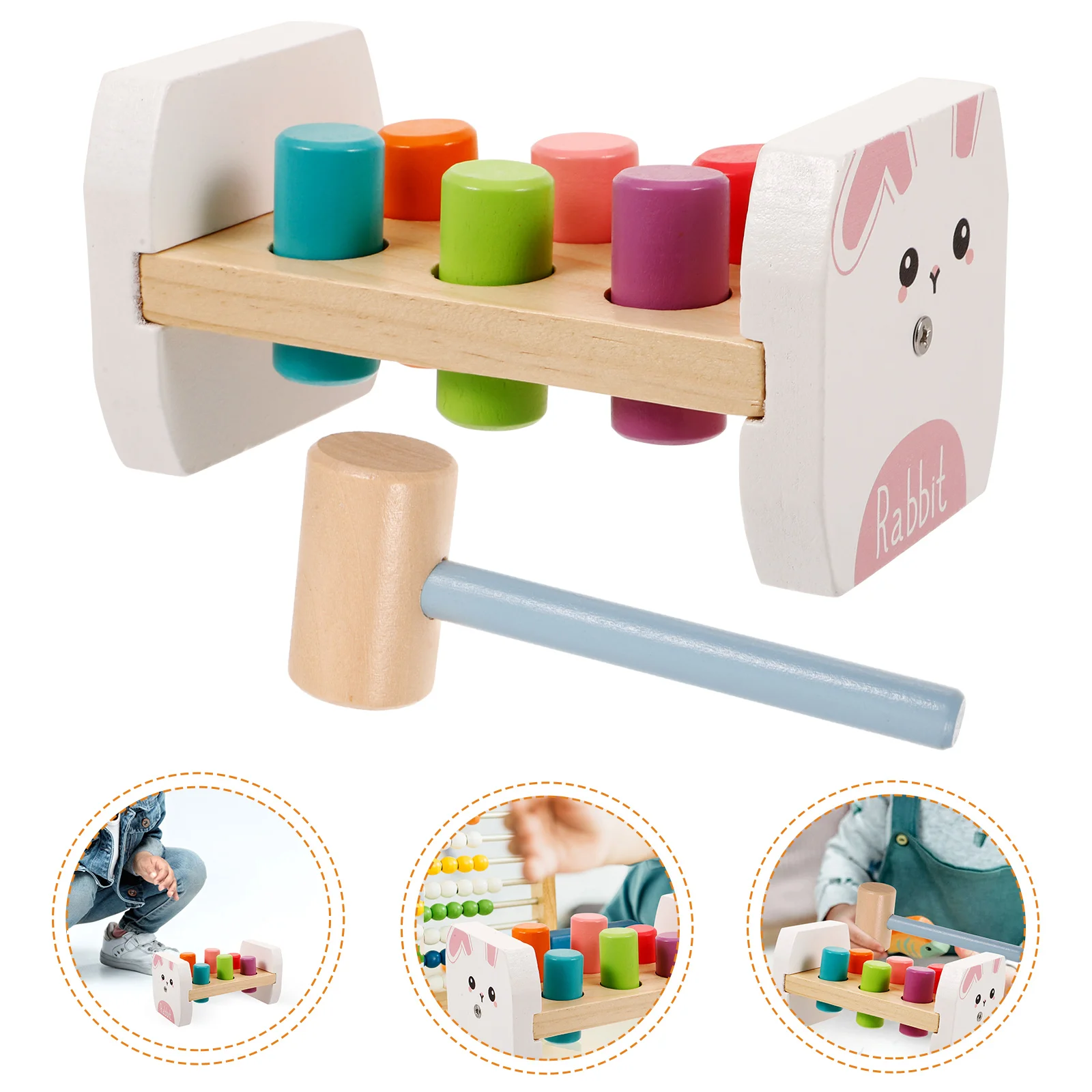 

Beat Table Pound Toy Colorful Training Kids Hammer Educational Coordination Shake Wooden for Bamboo Edcational