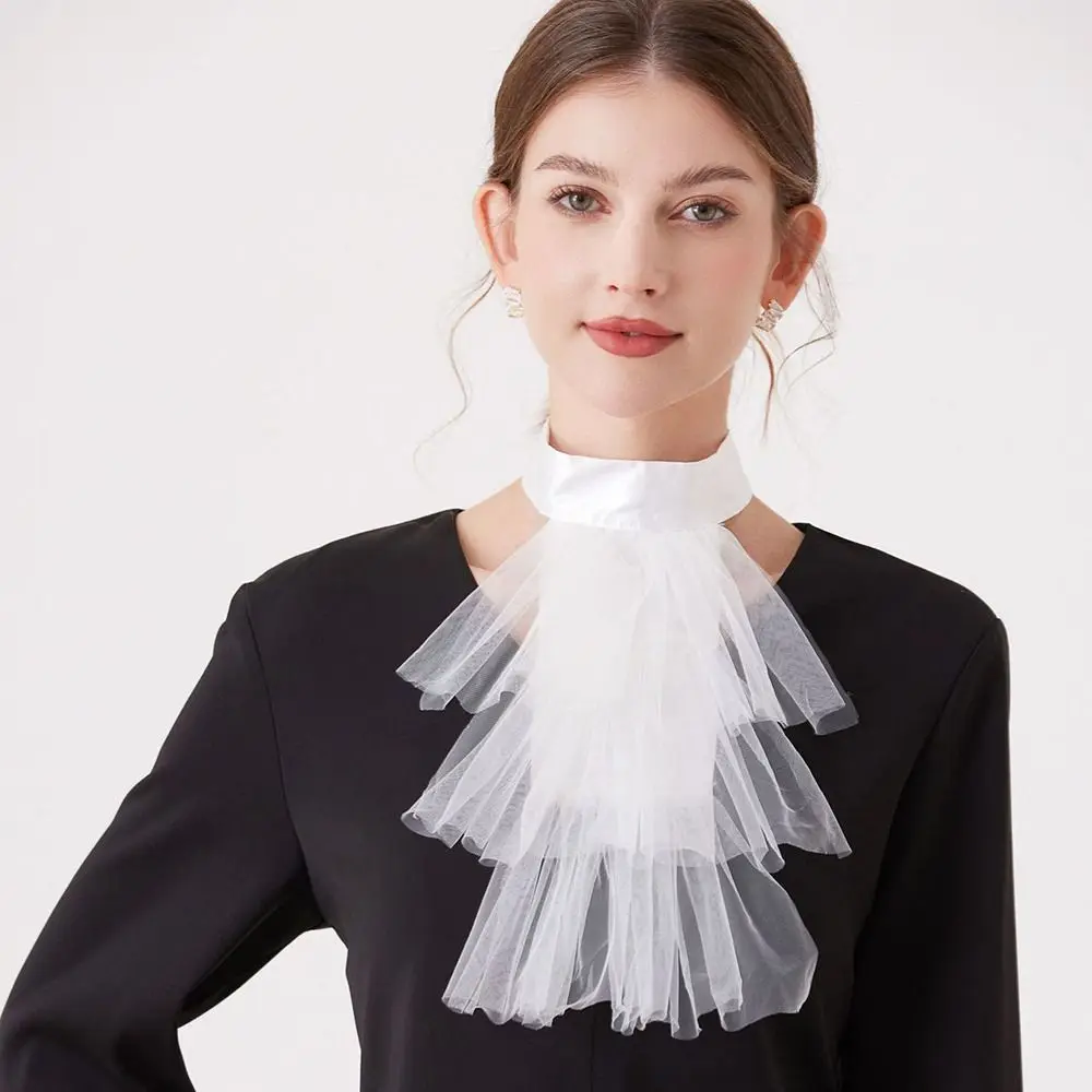Costume Accessory Detachable Renaissance Collar Elegant Layered Elizabethan Neck Ruff Victorian Costume Big Ruffled Collar Party