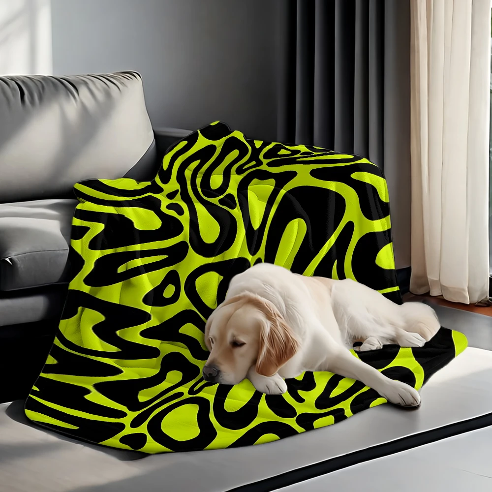 Neon Green Black Abstract Warm Flannel Fleece Blanket Thick Soft Cozy Throw Blanket for Winter Bed Couch Plush Bedspread - view 6