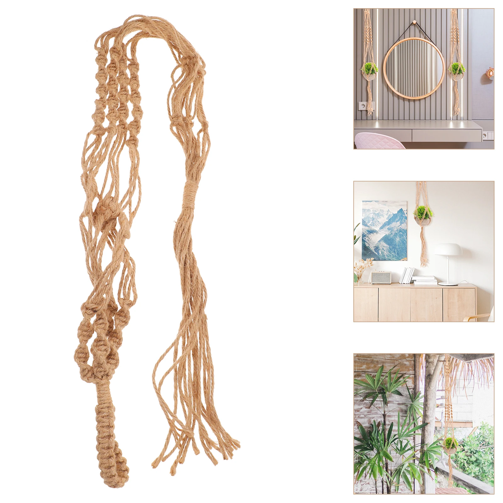 

2 Pcs Hanging Basket Net Flower Pot Bag Macrame Planter Hanger Indoor Plants Holder Garden Decor Small Size Planters Home Office
