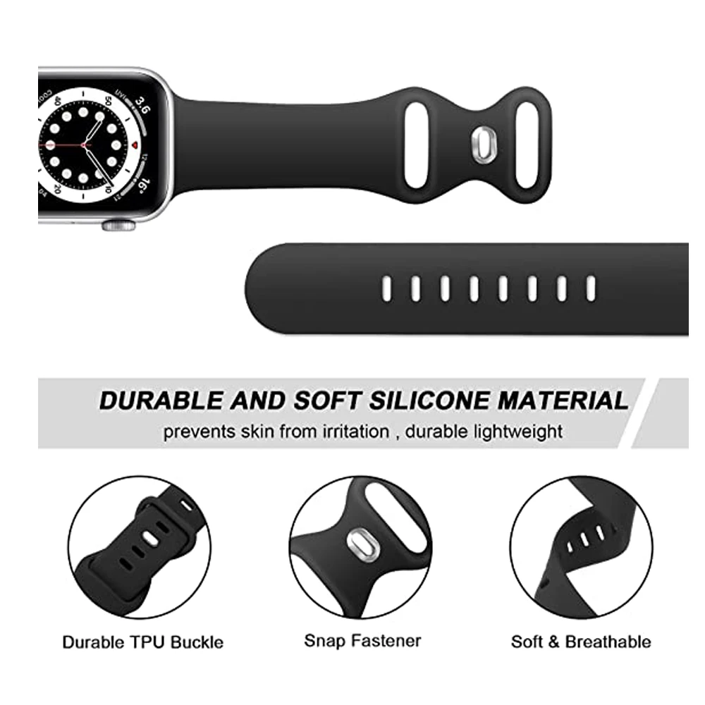 다채로운 소프트 실리콘 시계 스트랩 밴드, 애플 시리즈 7, 6, 5, 4, 3, 스마트 워치 팔찌