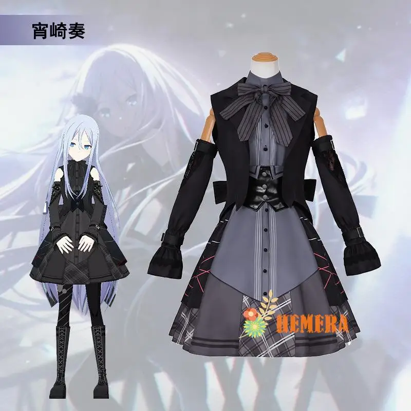 Yoisaki Oke Ade Game Project, scène colorée Sekai! Feat. PJSK-Robe Lolita Cosplay Costume pour Femme, Tenues d'Halloween