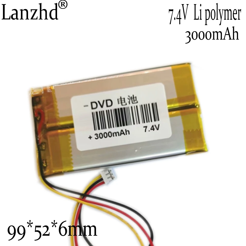 1-12 sztuk nowa bateria 7.4V polimer Li 3000mAh baterie litowe dla telefonów komórkowych DVD baterii 7.4V EVD przenośny DVD akumulator litowo