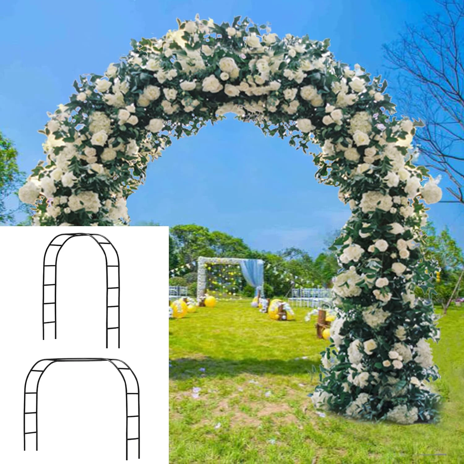 (Czarny) metalowy łuk ślubny ogrodowy może być swobodnie montowany, odpowiedni na różne imprezy wspinaczkowe, dekorowanie pawilonów