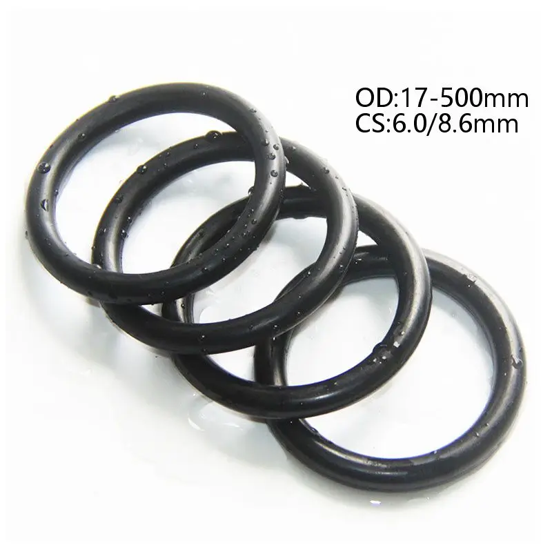 O-ring z czarnej gumy nitrylowej, CS6.0mm/8.6mm OD17-500mm NBR, olej i odporny na korozję, stosowany do hydrauliki samochodowej