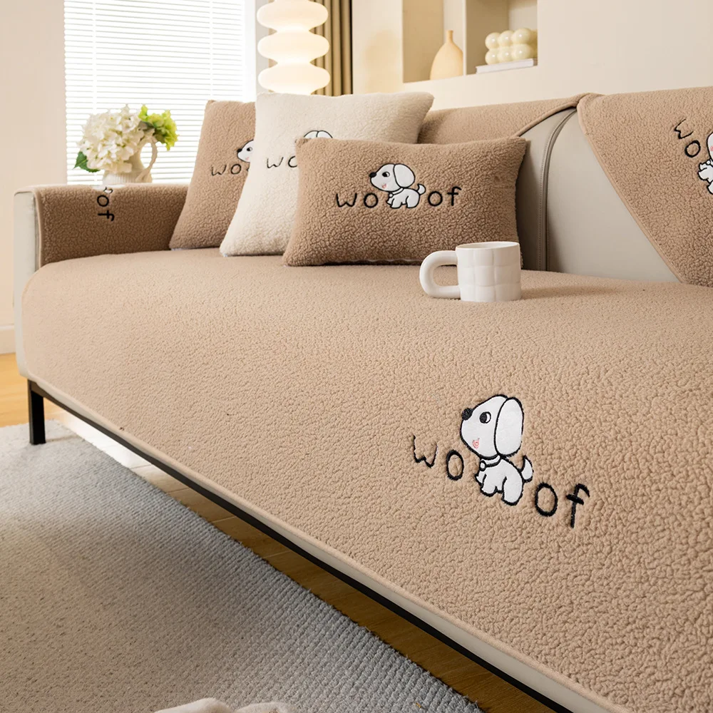 Jacquard Plush Living Room Sofa Cover Universal Non-Slip Thickened Cushion Winter Warm Sofa Armrest Backrest Cover Cloth Blanket