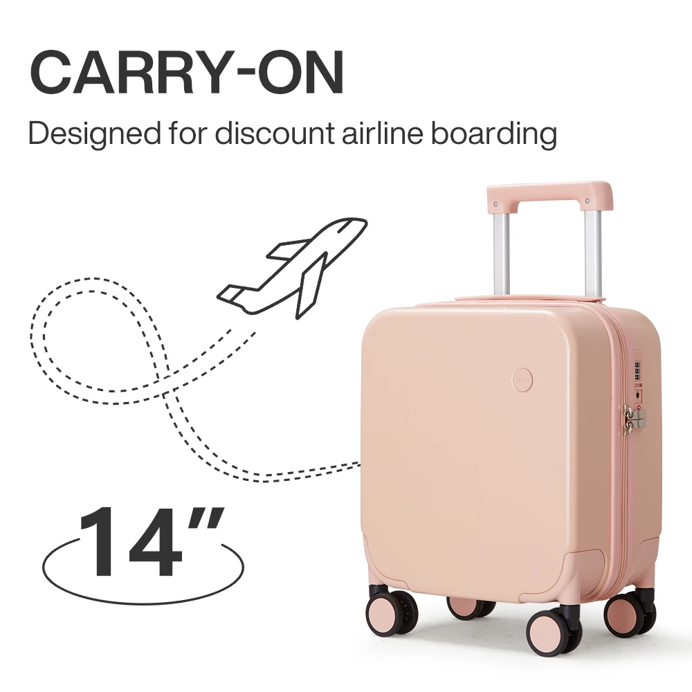 Mixi Carry On Suitcase Travel Luggage Rolling Wheel Hardside Women Suitcase Children Trolley Case 14inch 100% PC Lightweight