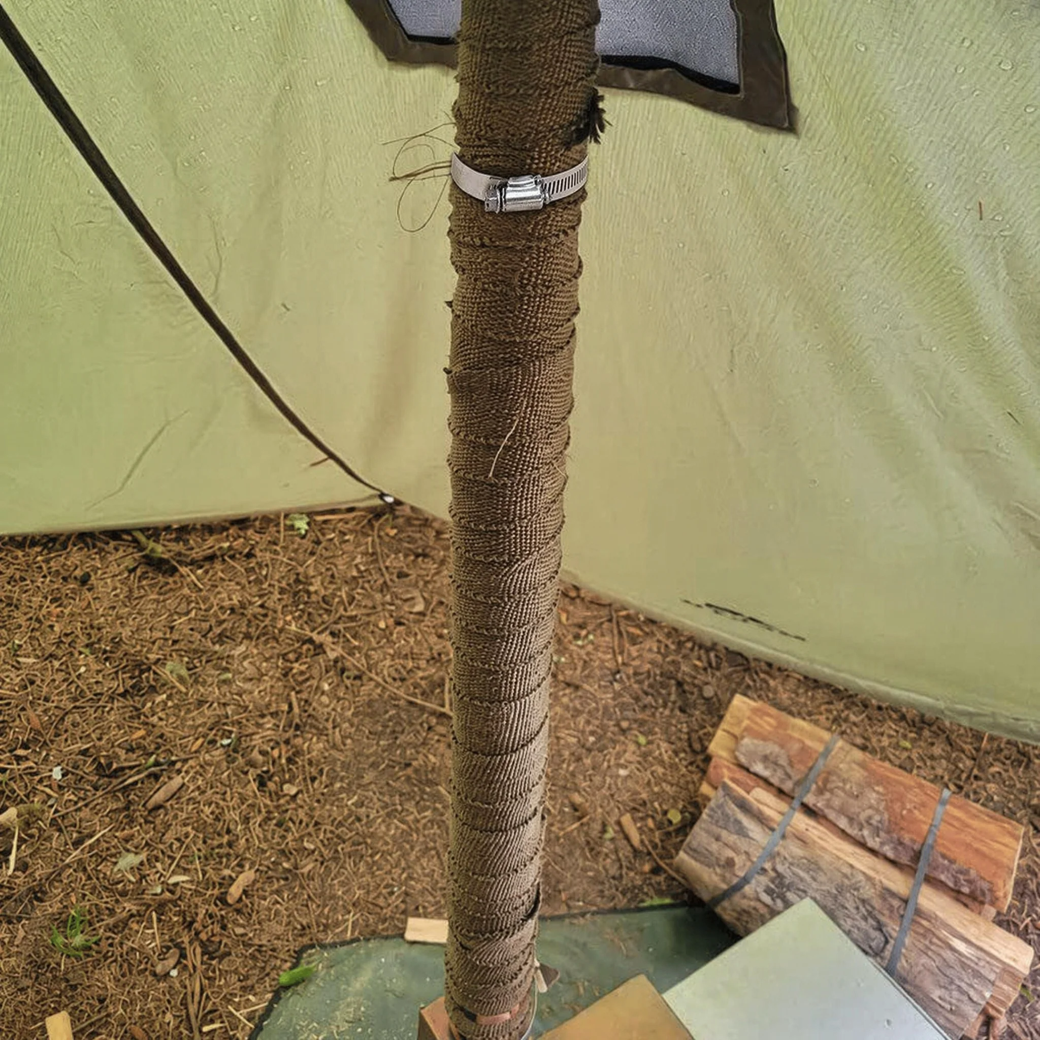 DIY Tent Stove Fireproof Ribbon Adjustable Camping Tent Stove Chimney Fireproof Ribbon Thermal Insulation Fireproof Pipe Wrap