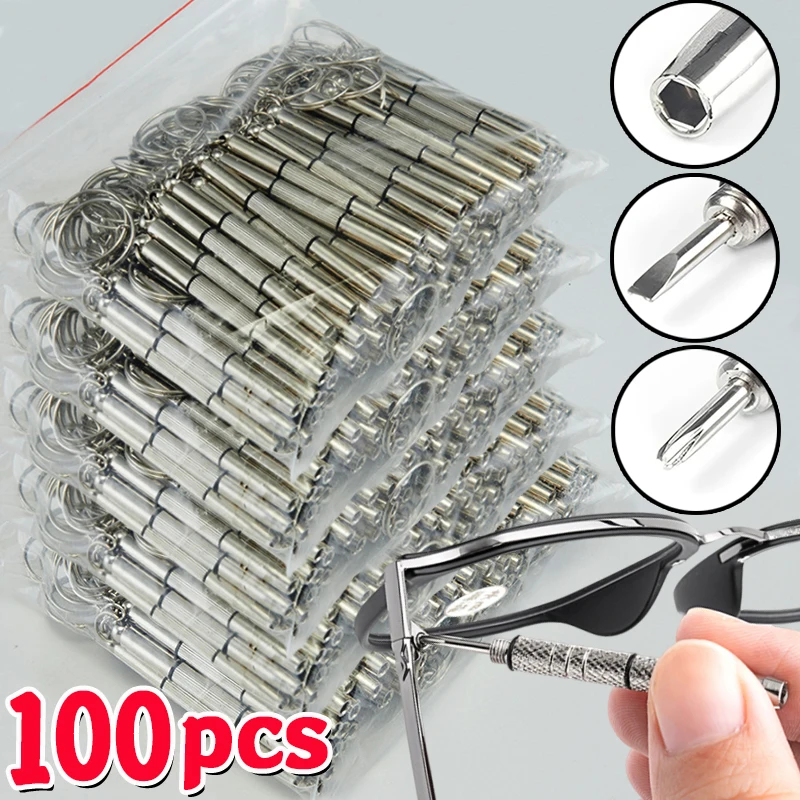 3 In 1 Eyeglass Screwdrivers Repair Kit with Keychain Watch Repair Glasses Screwdriver Recision Screw Driver Tools Accessories