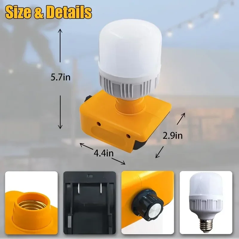 6500K Desktop Emergency Light LED Work For Makita/Dewalt/Milwaukee 18V 20V Li-ion Battery Portable Indoor Lights Flashlights