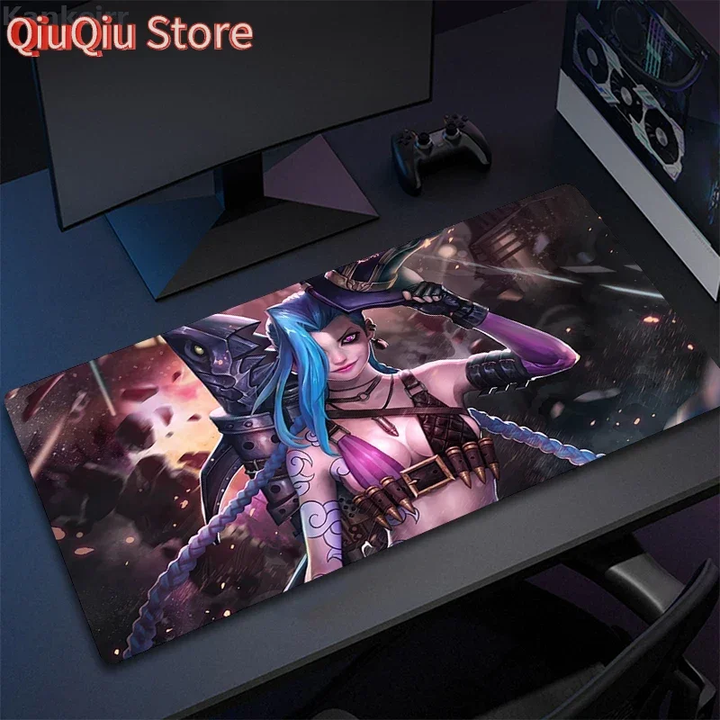 Jinx Anime Mauspad, PC-Zubehör, Schreibtischschutz, Tastaturmatte, rutschfeste Schreibtischunterlage, Gamer, Kawaii, niedliche Mauspads, Gaming-Mauspad