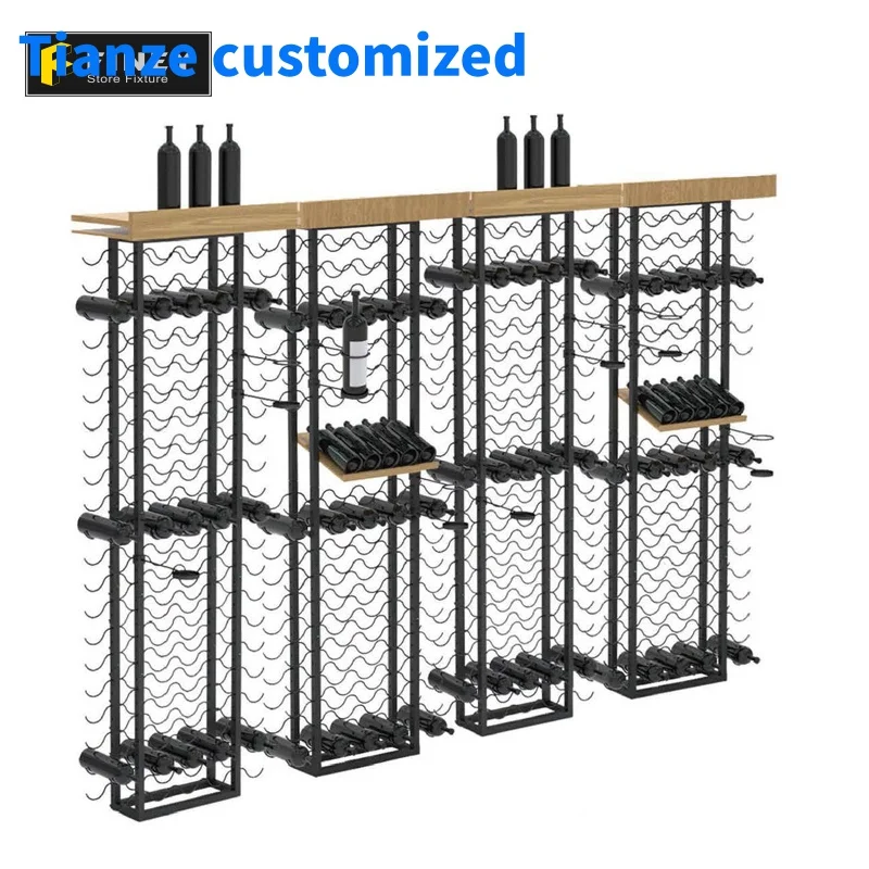 （customized）Customized Design Stylish Beer Liquor Store Interior  Factory  High Quality Metal Display Wine Rack