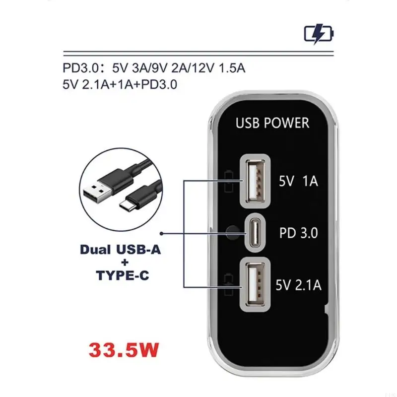 

12V/24V USB Charging Outlet Power Adapters for Motorcycle Truck Boats Accessories F19E