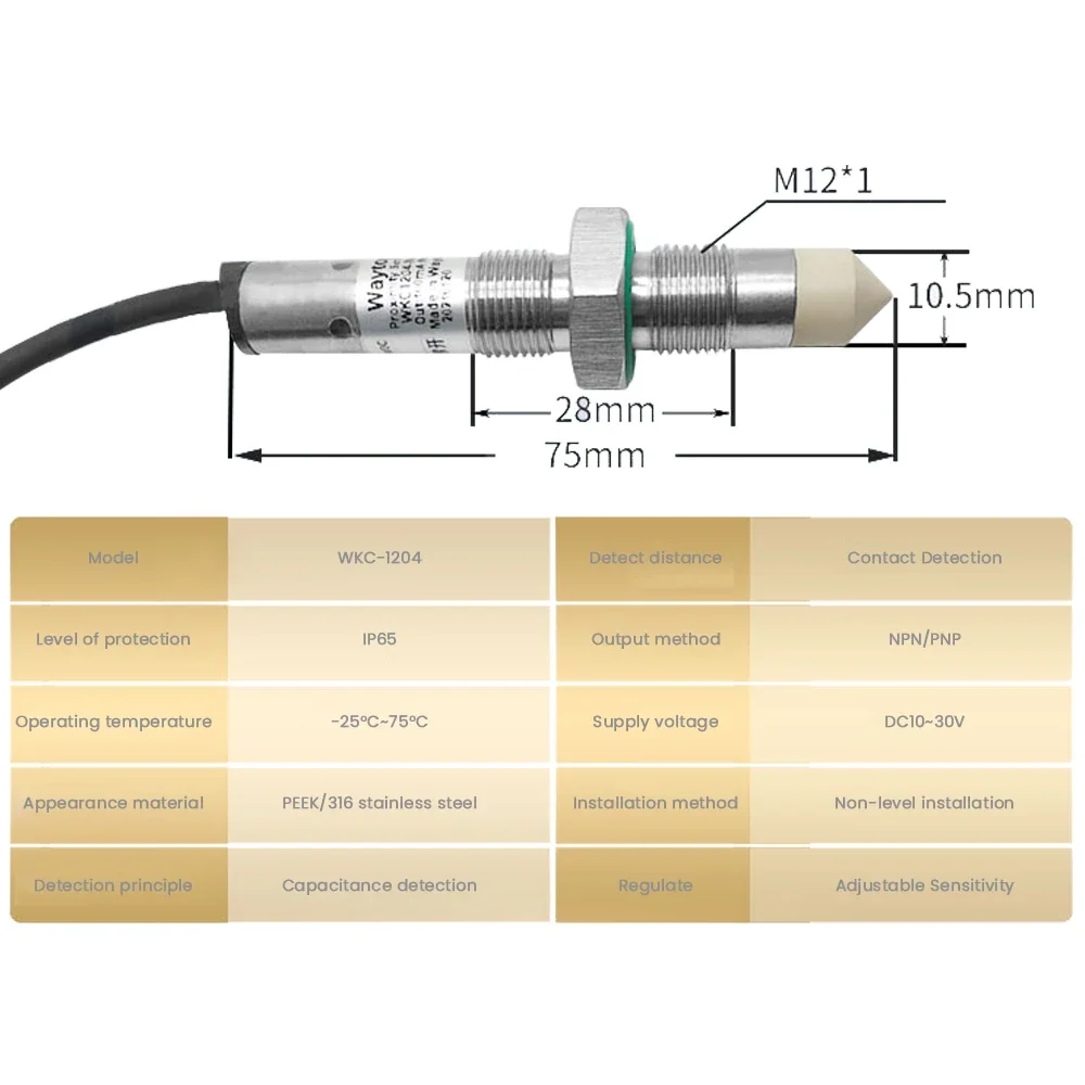 DC10-30V Liquid Level Switch Sensor Stainless Steel Contact Detector Dispenser is Suitable for High Viscosity Viscous Liquids