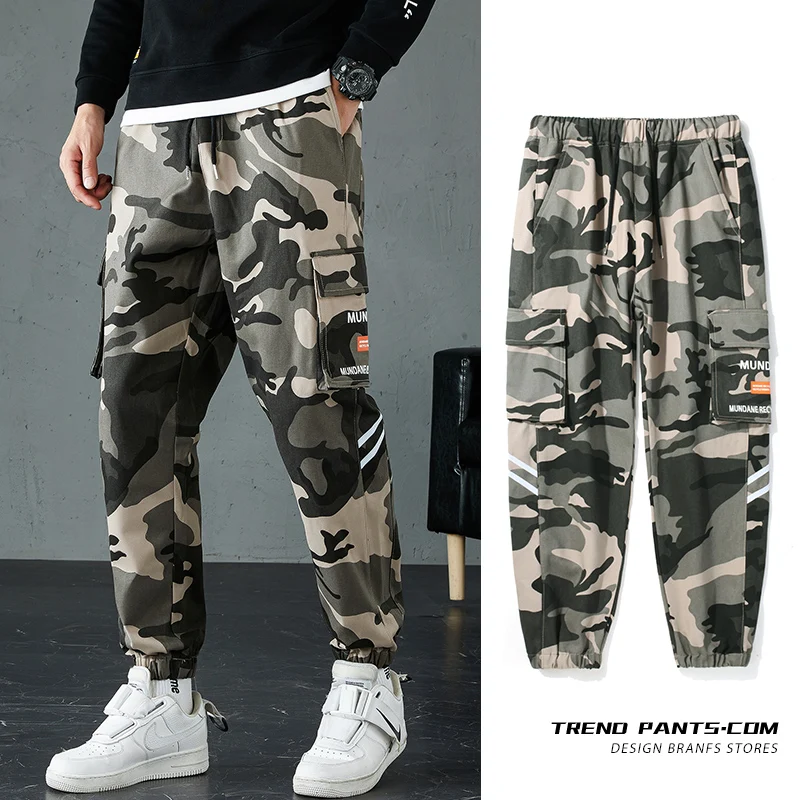 Cargo pants Men's Tactics Pants Camouflage Y2K Outdoor Mountaineering Elastic Waist Casual Pants