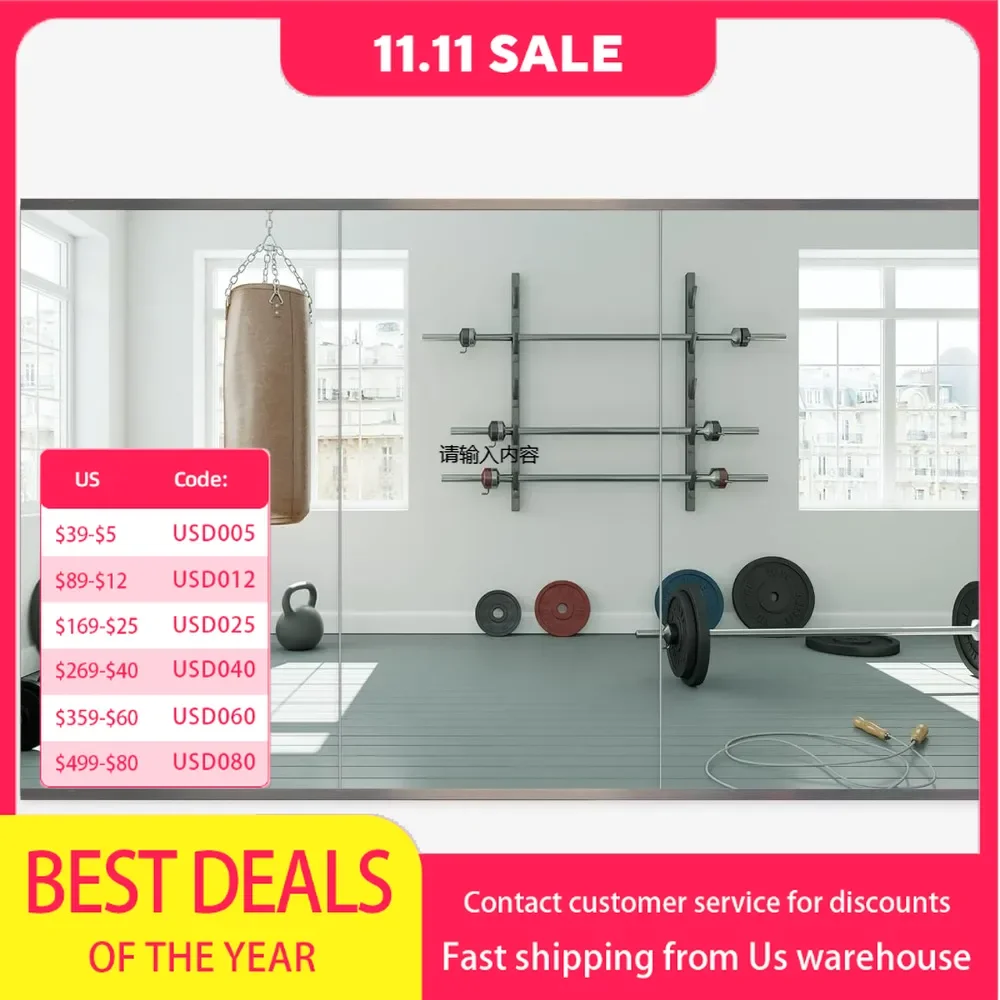 Home Gym Mirror,  Wall Mounted Frameless Mirror , Tempered Glass Mirror,  Workout Mirror for Home Gym/Yoga Room/Dancing Room