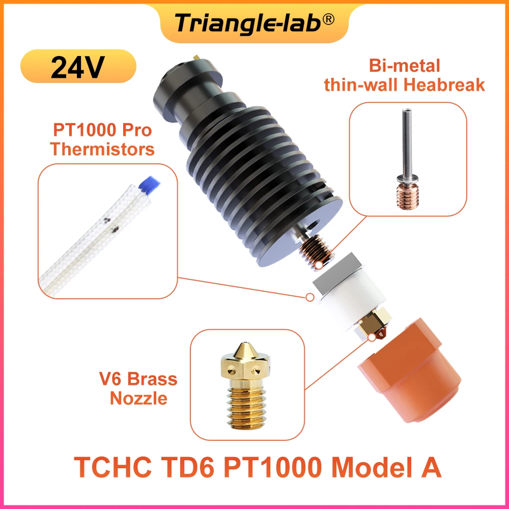 CTrianglelab-TCHC TD6 PT1000 Hotend avec thermistance PT1000 intégrée, pour CHC TD6 V6, salle de bain TEND DDE DDB Direct Drive ou Bowden DDB