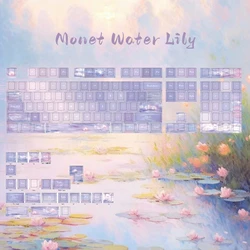 Monet Water Lily Korean Key Caps Dream Purple Keycaps for MX Switch Mechanical Keyboard Side-engraved Translucent key cap 한국어 키캡