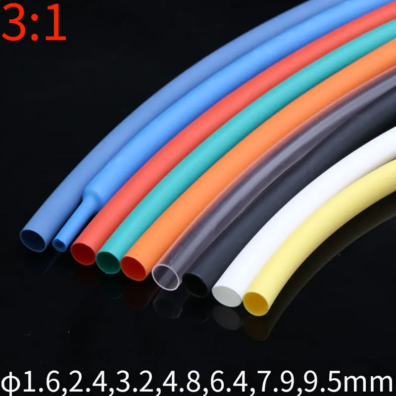 1.6/2.4/3.2/4.8/6.4/7.9/9.5/12.7/15 mm Dual Wall Heat Shrink Tube Thick Glue 3:1 Shrinkable Tubing Adhesive Wrap Wire Kit