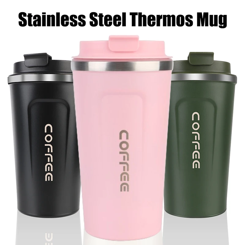 Thermos Cup Coffee Mug for Tea Water Coffee Double Stainless Steel 380/510ML Car Thermos Mug Leak_Proof Travel  Thermo Cafe