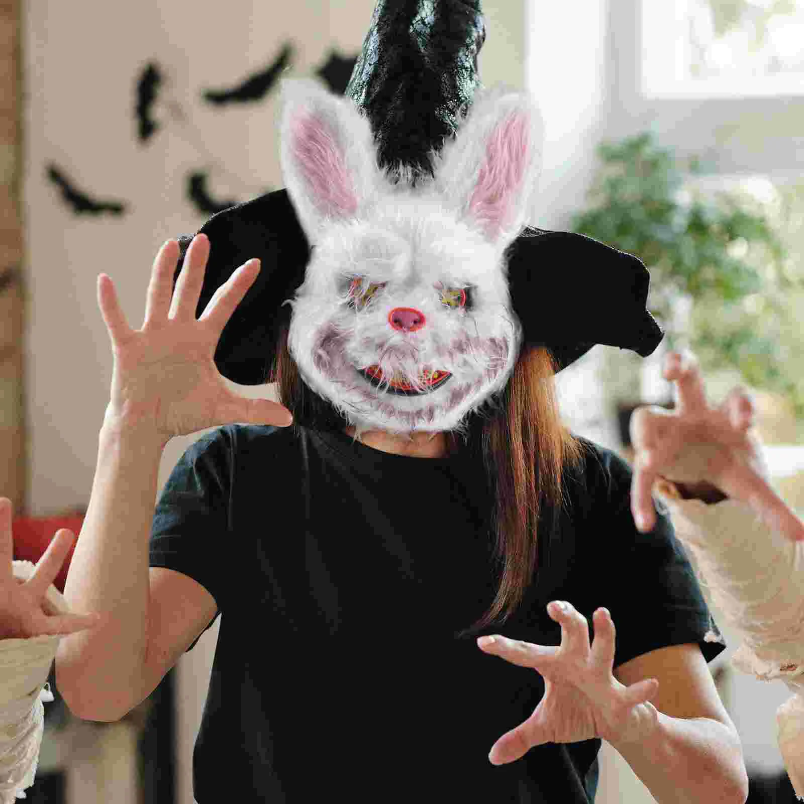 Party for Halloween Bunny Mask Kids Face Scary Rabbit Plastic Horror Adult Costume